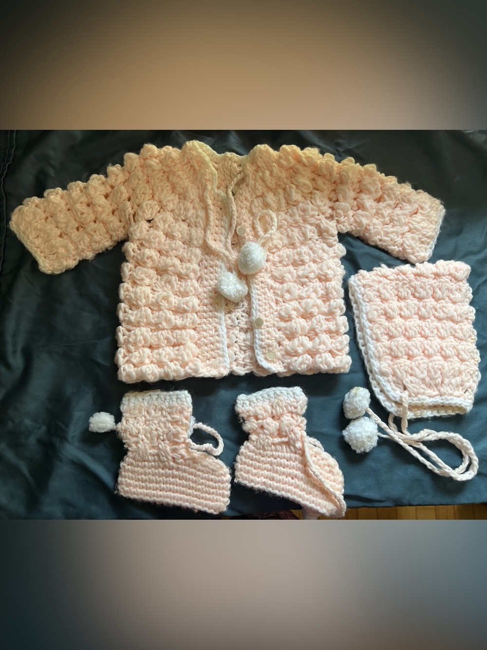 Handmade Baby Crochet Set in Soft Pink
